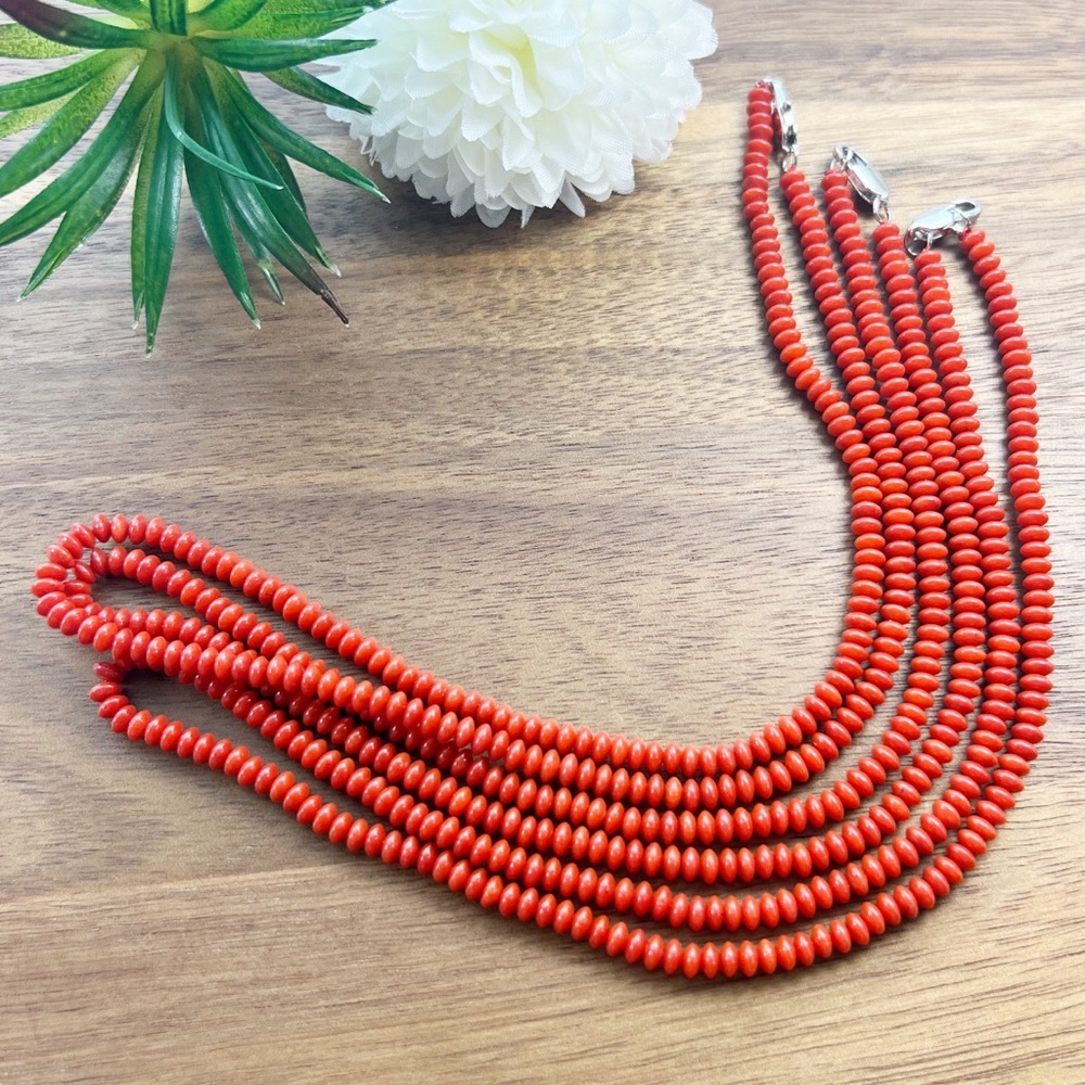 Coral Bead Necklace 18” Southwest Style Handmade New - Picture 2 of 3